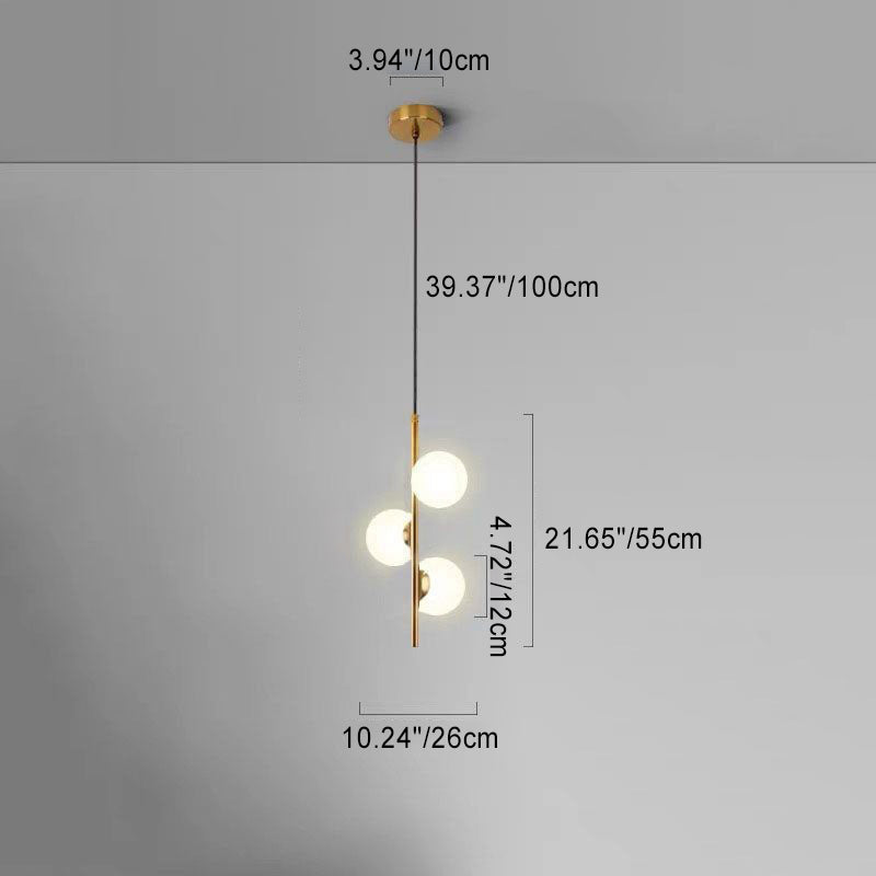 Suspension sphérique nordique contemporaine – 2/3/4 lumières en fer et verre pour chambre 