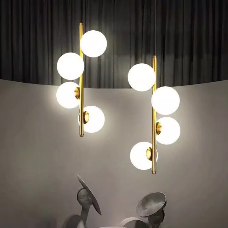 Suspension sphérique nordique contemporaine – 2/3/4 lumières en fer et verre pour chambre 