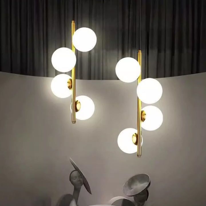 Suspension sphérique nordique contemporaine – 2/3/4 lumières en fer et verre pour chambre 