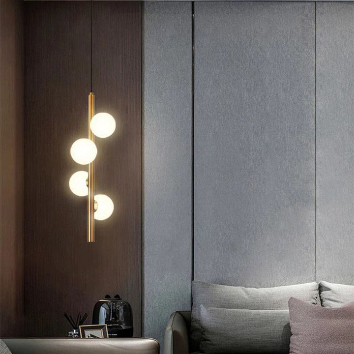 Suspension sphérique nordique contemporaine – 2/3/4 lumières en fer et verre pour chambre 