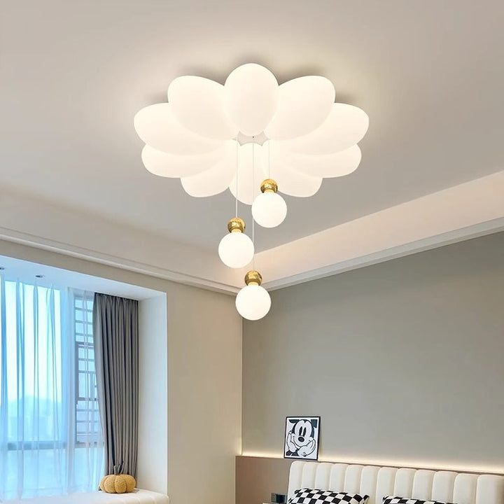 Modern Floral Sphere LED Ceiling Light – Iron &amp; Acrylic Flush Mount Fixture for Bedroom