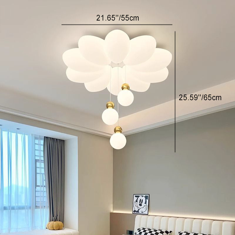 Modern Floral Sphere LED Ceiling Light – Iron &amp; Acrylic Flush Mount Fixture for Bedroom