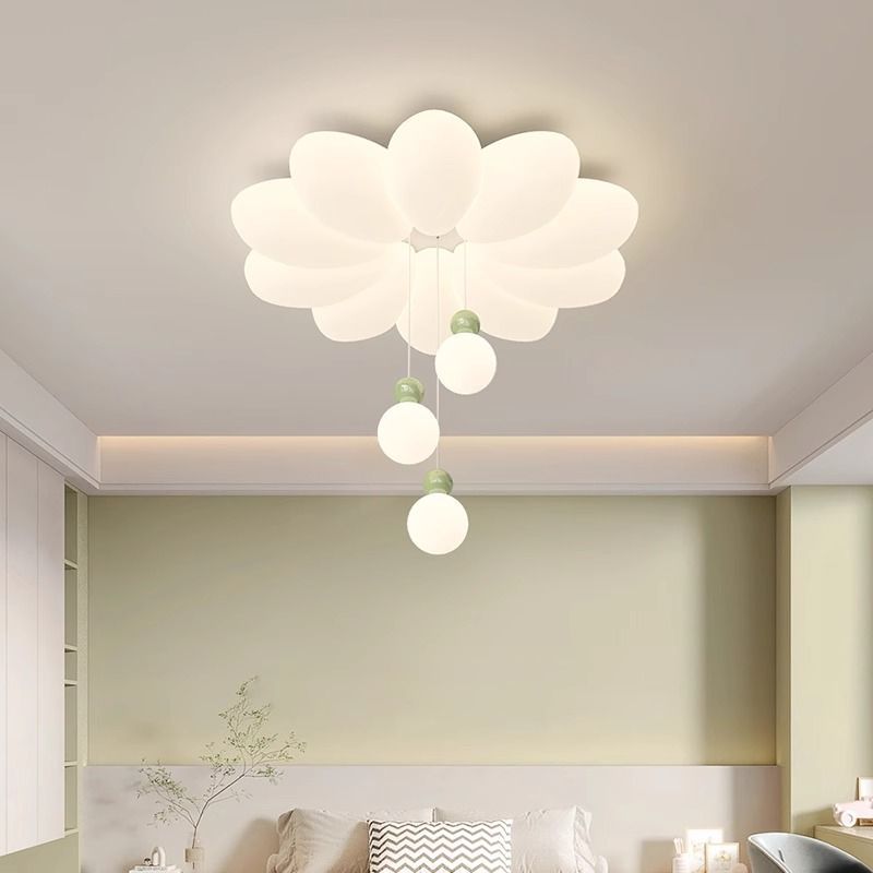 Modern Floral Sphere LED Ceiling Light – Iron & Acrylic Flush Mount Fixture for Bedroom
