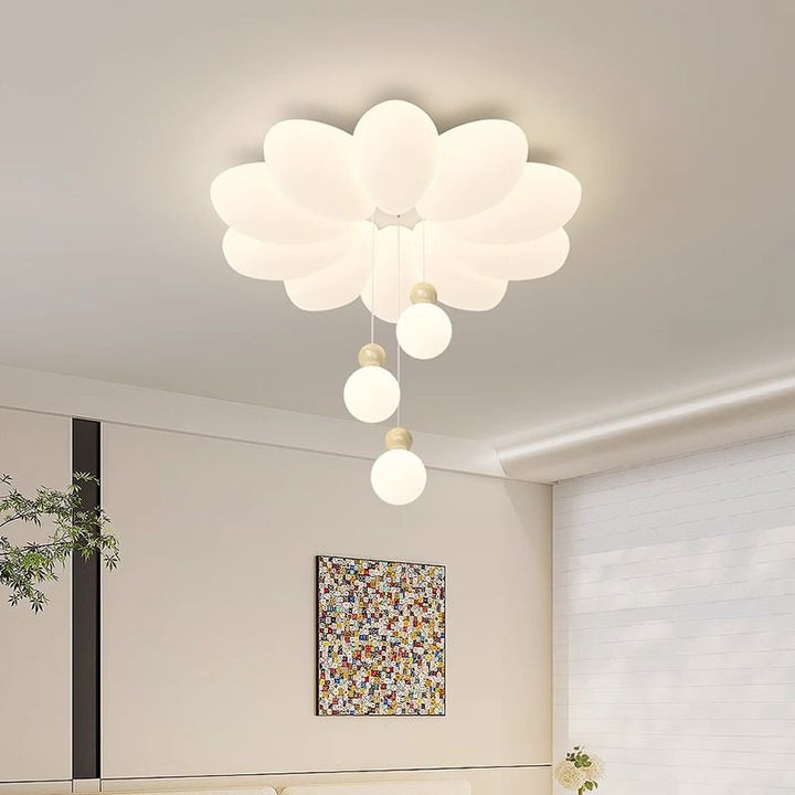 Modern Floral Sphere LED Ceiling Light – Iron &amp; Acrylic Flush Mount Fixture for Bedroom