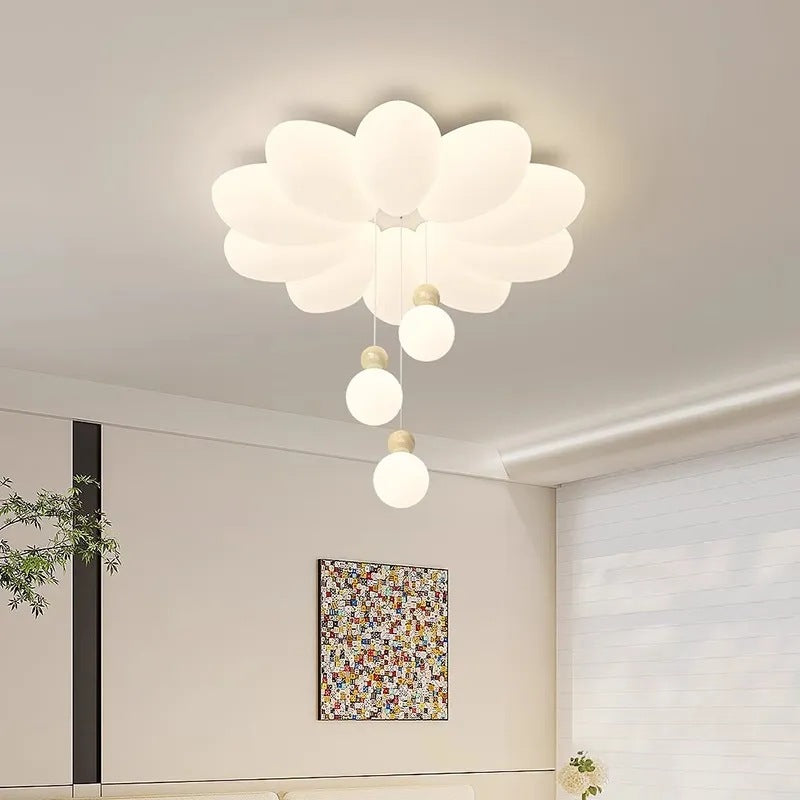 Modern Floral Sphere LED Ceiling Light – Iron &amp; Acrylic Flush Mount Fixture for Bedroom