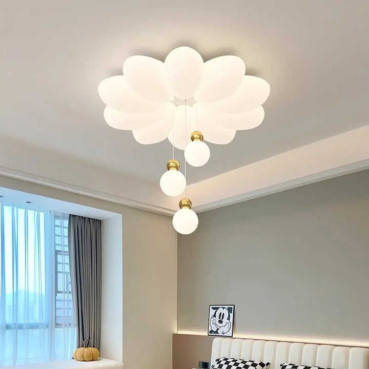 Modern Floral Sphere LED Ceiling Light – Iron &amp; Acrylic Flush Mount Fixture for Bedroom