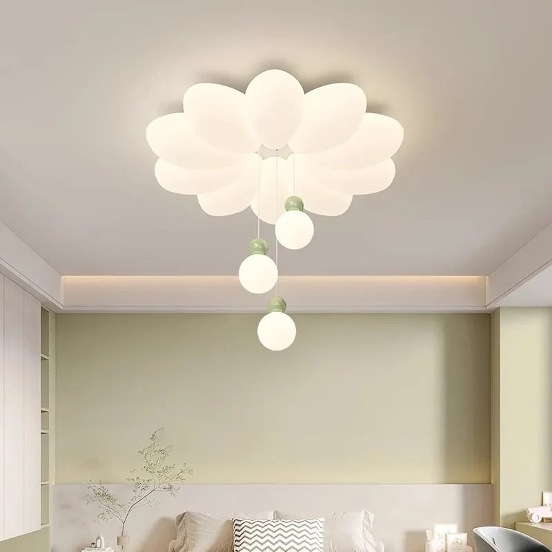Modern Floral Sphere LED Ceiling Light – Iron &amp; Acrylic Flush Mount Fixture for Bedroom