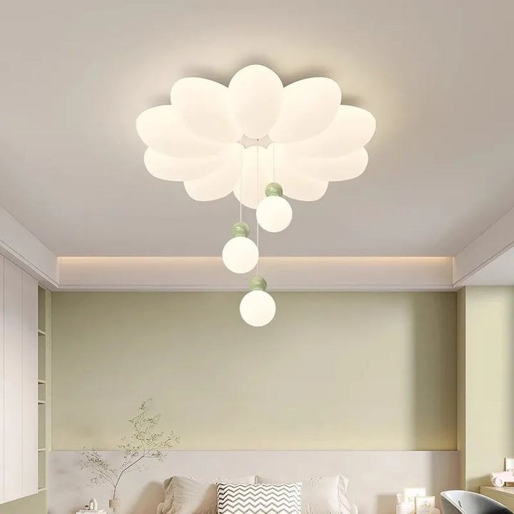 Modern Floral Sphere LED Ceiling Light – Iron &amp; Acrylic Flush Mount Fixture for Bedroom