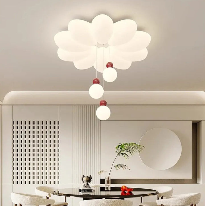 Modern Floral Sphere LED Ceiling Light – Iron &amp; Acrylic Flush Mount Fixture for Bedroom