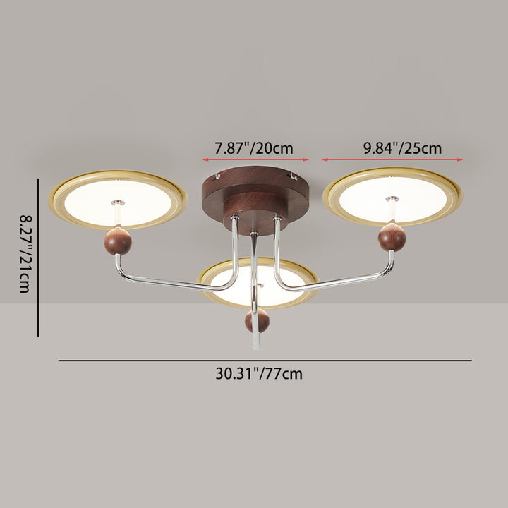 Lámpara de Techo LED Francesa Tradicional – Montaje Semi-empotrado en Forma de Platillo Volador en Metal y Acrílico para Dormitorio 