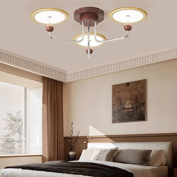 Lámpara de Techo LED Francesa Tradicional – Montaje Semi-empotrado en Forma de Platillo Volador en Metal y Acrílico para Dormitorio 