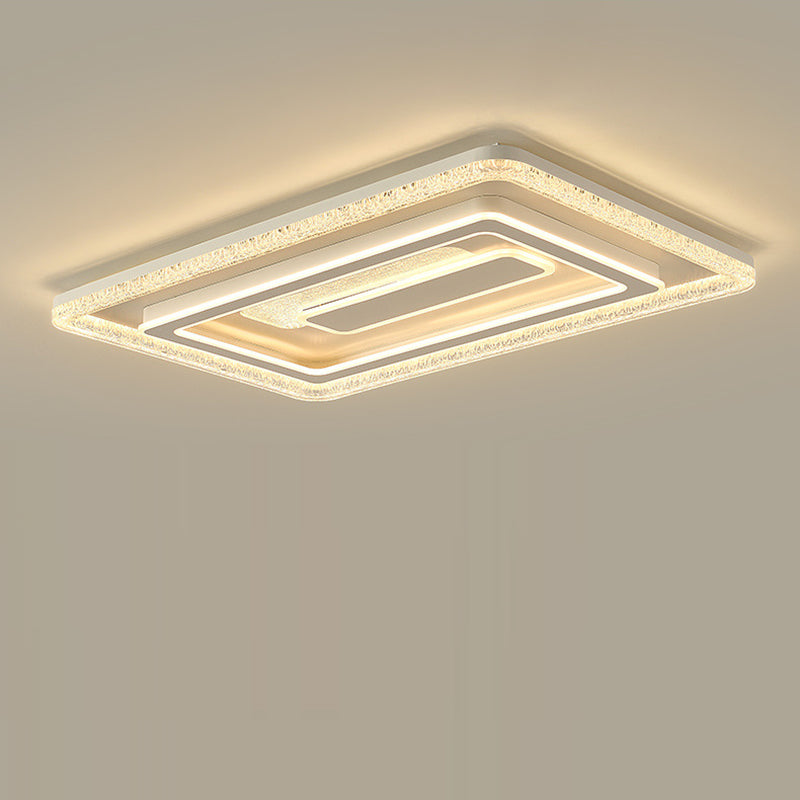 Modern Luxury Rectangular LED Ceiling Light – Flush Mount in Iron &amp; Acrylic for Living Room