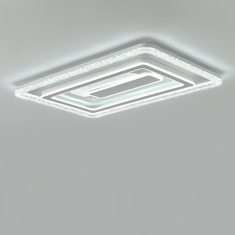 Modern Luxury Rectangular LED Ceiling Light – Flush Mount in Iron &amp; Acrylic for Living Room
