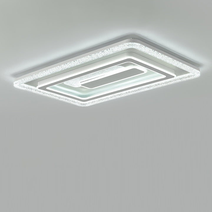 Modern Luxury Rectangular LED Ceiling Light – Flush Mount in Iron &amp; Acrylic for Living Room