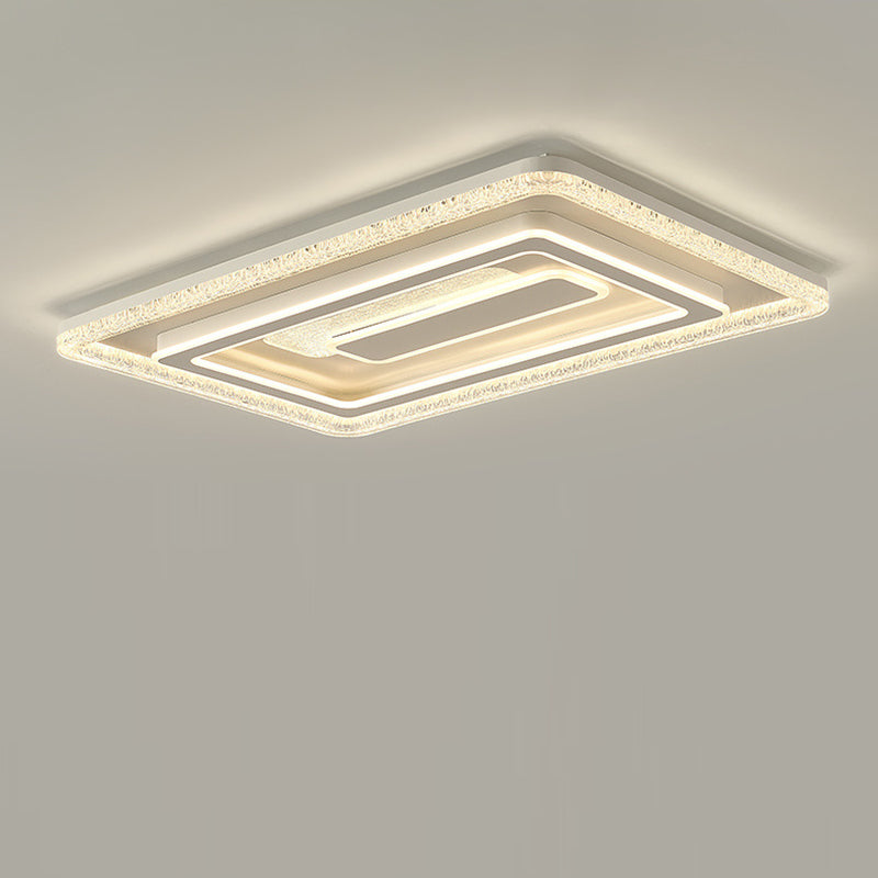 Modern Luxury Rectangular LED Ceiling Light – Flush Mount in Iron &amp; Acrylic for Living Room