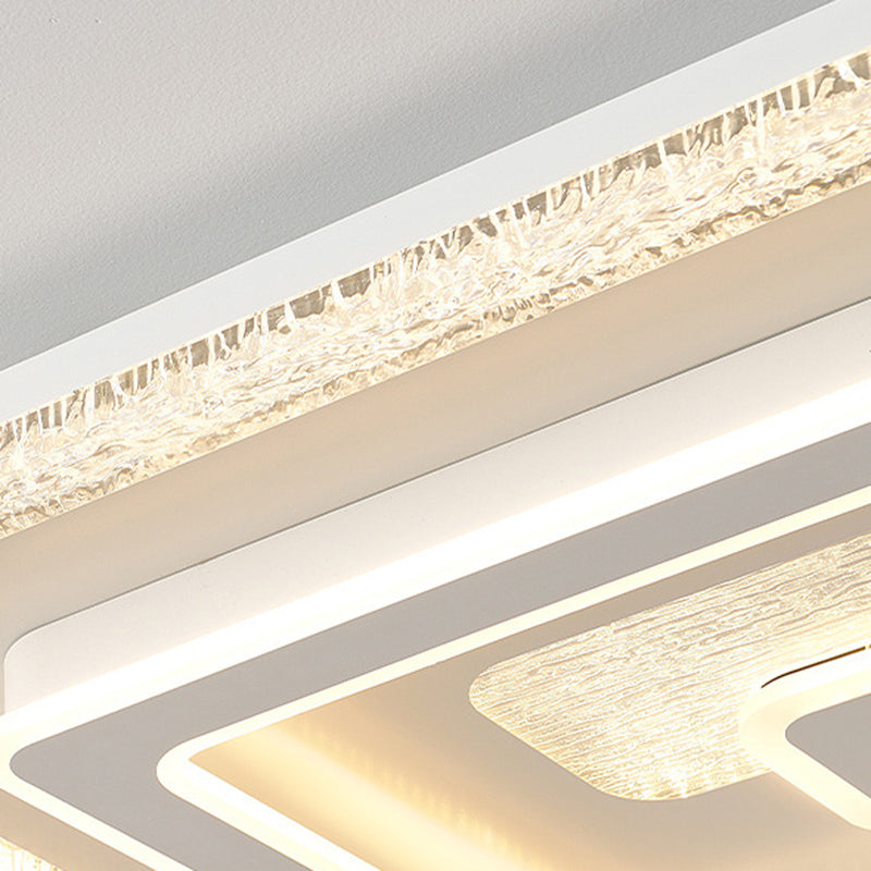 Moderna lámpara de techo LED rectangular de lujo – Montaje empotrado en hierro y acrílico para sala de estar 
