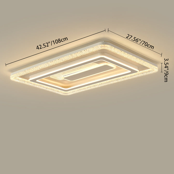 Modern Luxury Rectangular LED Ceiling Light – Flush Mount in Iron &amp; Acrylic for Living Room