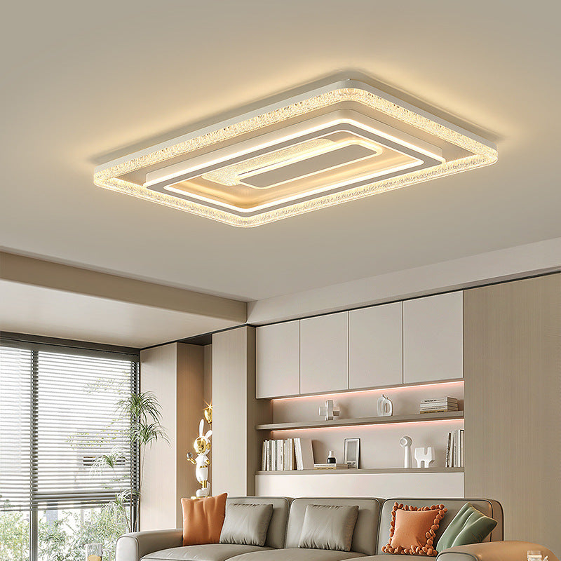 Modern Luxury Rectangular LED Ceiling Light – Flush Mount in Iron &amp; Acrylic for Living Room