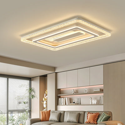 Moderna lámpara de techo LED rectangular de lujo – Montaje empotrado en hierro y acrílico para sala de estar 