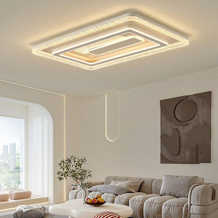 Modern Luxury Rectangular LED Ceiling Light – Flush Mount in Iron &amp; Acrylic for Living Room