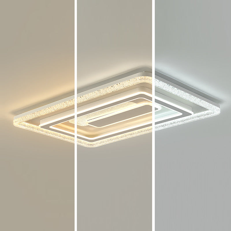 Modern Luxury Rectangular LED Ceiling Light – Flush Mount in Iron &amp; Acrylic for Living Room