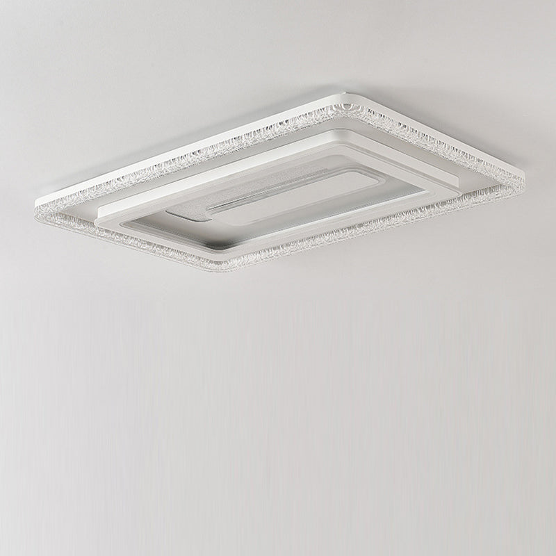 Modern Luxury Rectangular LED Ceiling Light – Flush Mount in Iron &amp; Acrylic for Living Room
