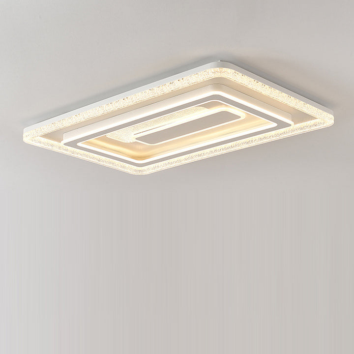 Modern Luxury Rectangular LED Ceiling Light – Flush Mount in Iron &amp; Acrylic for Living Room