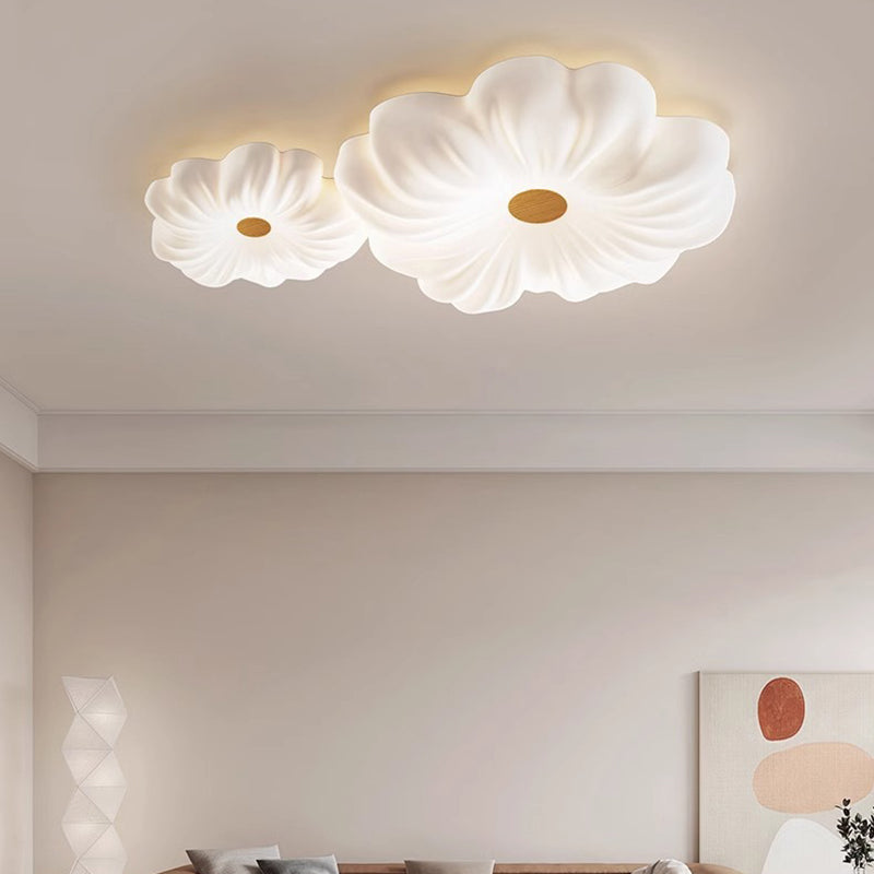 Contemporary Creative Flower LED Ceiling Light – Flush Mount in Iron &amp; PE for Bedroom
