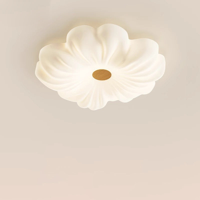 Luz de techo LED contemporánea creativa de flores – Montaje al ras en hierro y PE para dormitorio 
