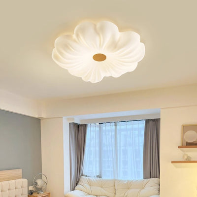 Luz de techo LED contemporánea creativa de flores – Montaje al ras en hierro y PE para dormitorio 