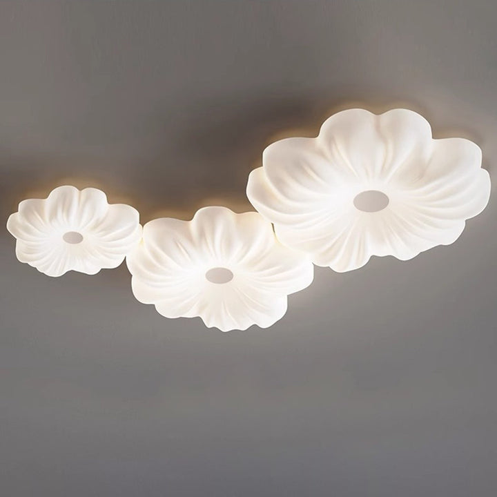Contemporary Creative Flower LED Ceiling Light – Flush Mount in Iron &amp; PE for Bedroom