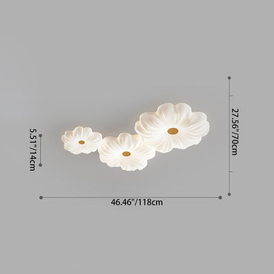 Luz de techo LED contemporánea creativa de flores – Montaje al ras en hierro y PE para dormitorio 