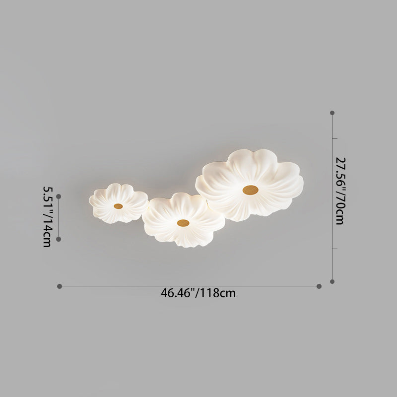 Luz de techo LED contemporánea creativa de flores – Montaje al ras en hierro y PE para dormitorio 