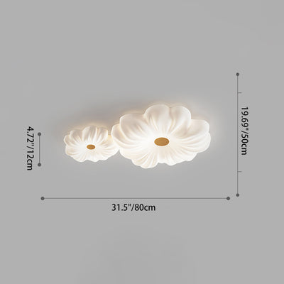 Luz de techo LED contemporánea creativa de flores – Montaje al ras en hierro y PE para dormitorio 