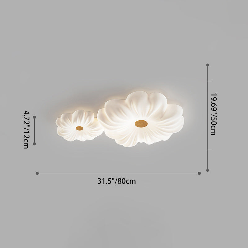 Luz de techo LED contemporánea creativa de flores – Montaje al ras en hierro y PE para dormitorio 