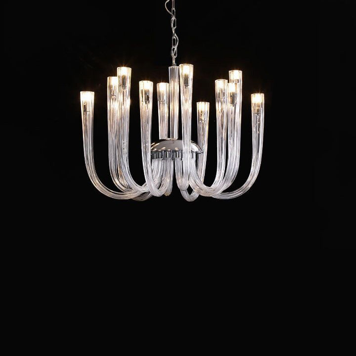 Contemporáneo Creativo Candelabro de Medusa – Lámpara de 12 Luces de Vidrio y Metal para Sala de Estar 