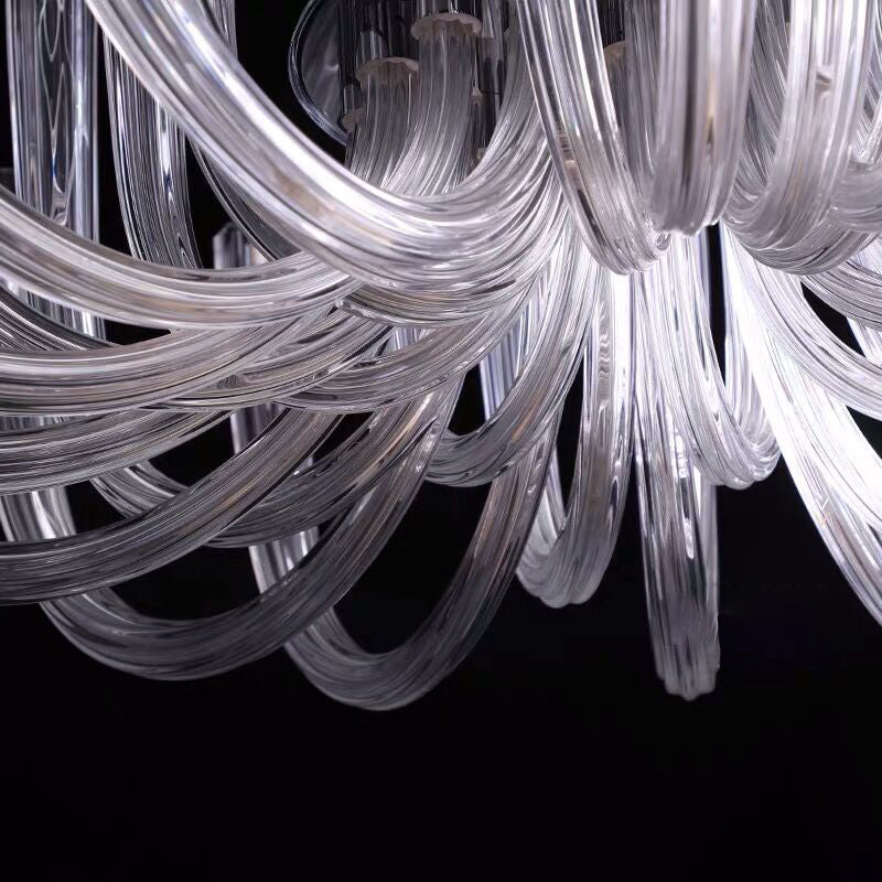 Contemporáneo Creativo Candelabro de Medusa – Lámpara de 12 Luces de Vidrio y Metal para Sala de Estar 