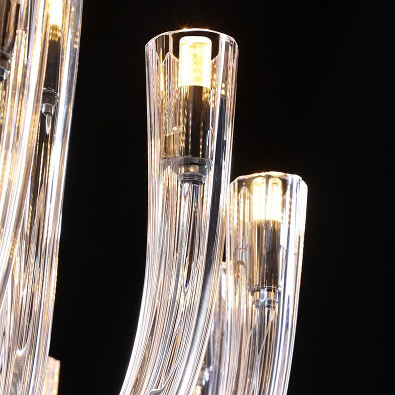 Contemporáneo Creativo Candelabro de Medusa – Lámpara de 12 Luces de Vidrio y Metal para Sala de Estar 