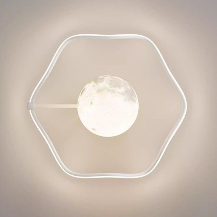 Contemporary Creative Moon LED Ceiling Light – Semi-Flush Mount in Iron, Acrylic &amp; Silicone for Bedroom
