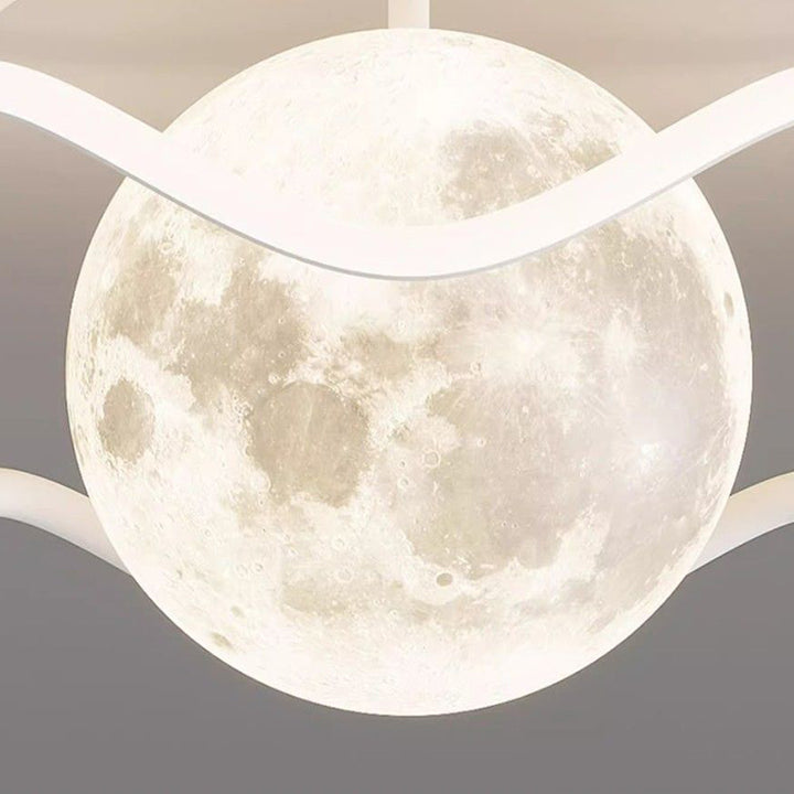 Contemporary Creative Moon LED Ceiling Light – Semi-Flush Mount in Iron, Acrylic &amp; Silicone for Bedroom