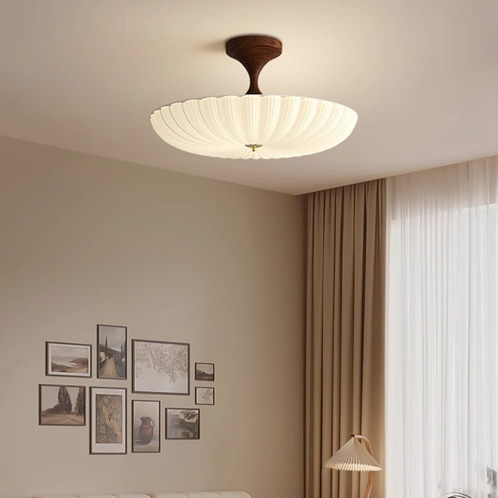 Traditionelle chinesische Kuppel-LED-Deckenleuchte – Halbeinbau aus Acryl und Eisen für das Schlafzimmer 