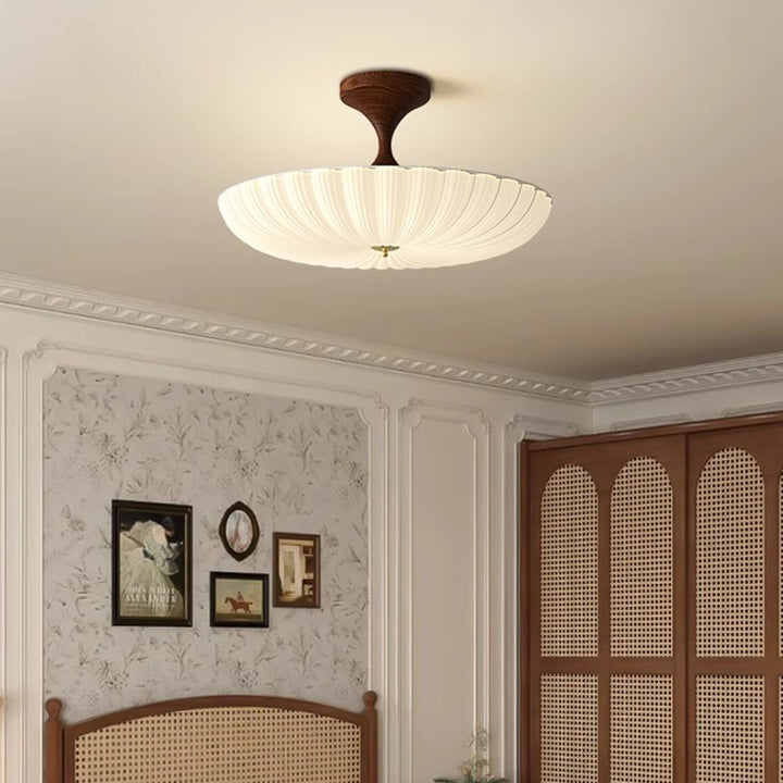 Traditionelle chinesische Kuppel-LED-Deckenleuchte – Halbeinbau aus Acryl und Eisen für das Schlafzimmer 