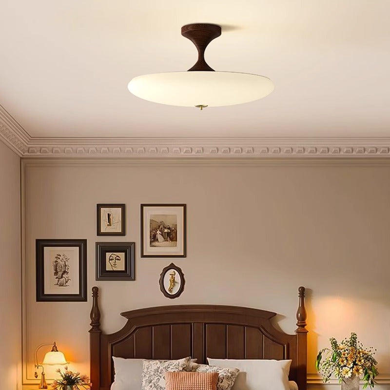 Traditionelle chinesische Kuppel-LED-Deckenleuchte – Halbeinbau aus Acryl und Eisen für das Schlafzimmer 