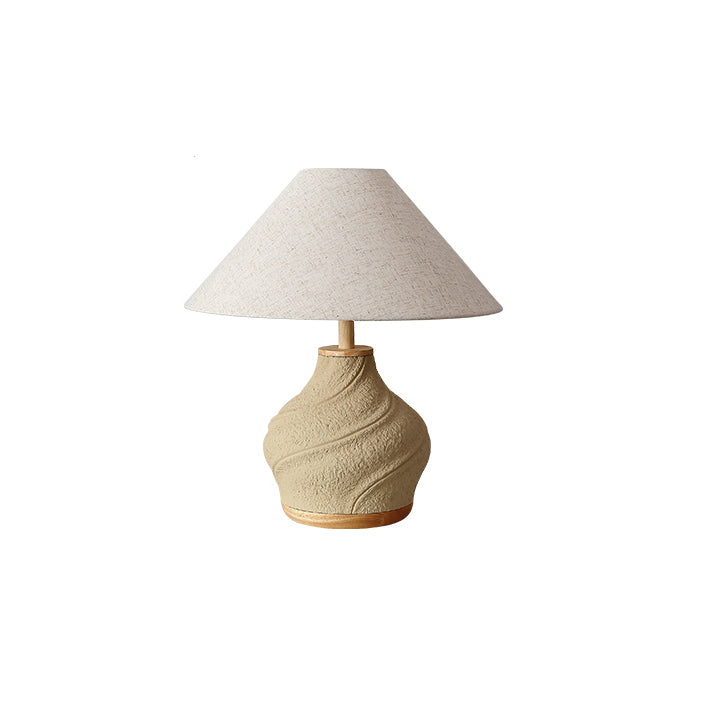 Traditionelle Vintage-Kegel-Tischlampe – 1-Licht Travertin &amp; Glas für das Schlafzimmer 