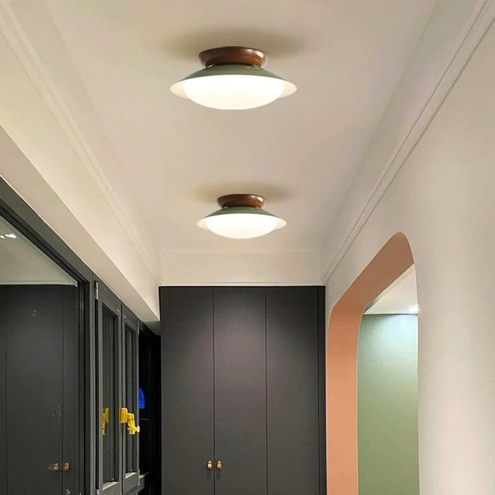 Plafonnier LED traditionnel en forme de cône français – Montage semi-encastré en fer et PE pour chambre 