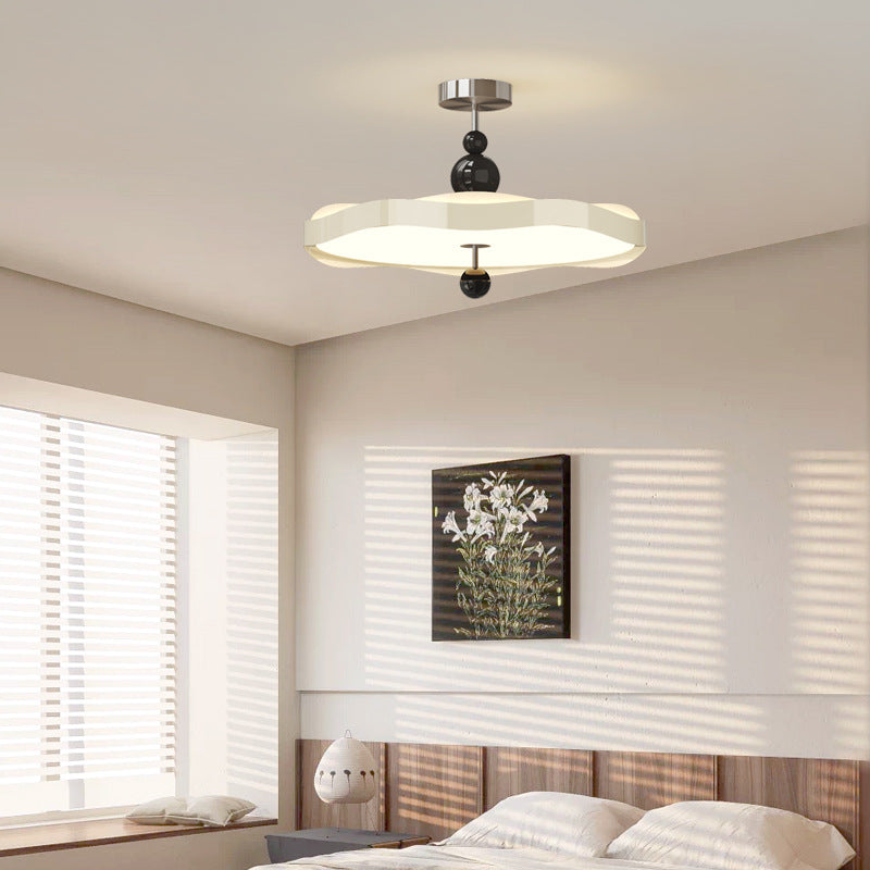 Traditionelle Vintage Runde LED-Deckenleuchte – Halbeinbau in Eisen &amp; PE für das Schlafzimmer 