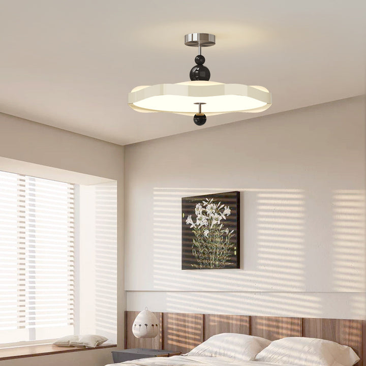 Traditionelle Vintage Runde LED-Deckenleuchte – Halbeinbau in Eisen &amp; PE für das Schlafzimmer 