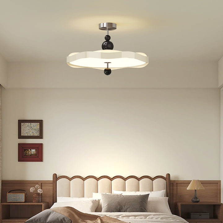 Traditionelle Vintage Runde LED-Deckenleuchte – Halbeinbau in Eisen &amp; PE für das Schlafzimmer 