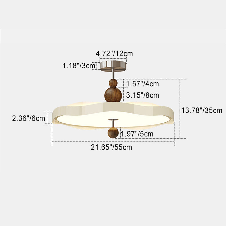 Traditionelle Vintage Runde LED-Deckenleuchte – Halbeinbau in Eisen &amp; PE für das Schlafzimmer 