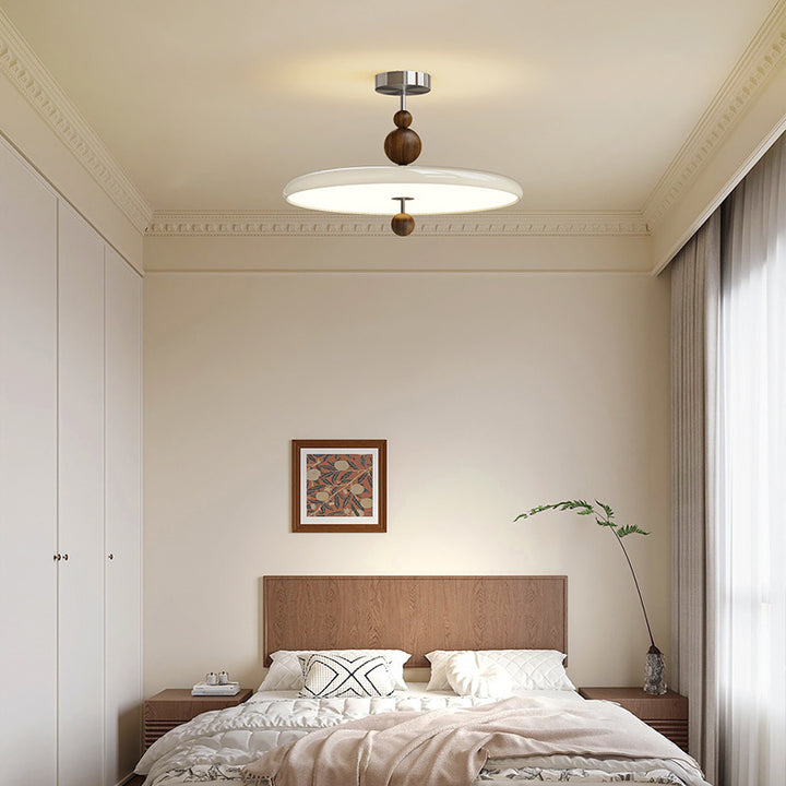 Traditionelle Vintage Runde LED-Deckenleuchte – Halbeinbau in Eisen &amp; PE für das Schlafzimmer 